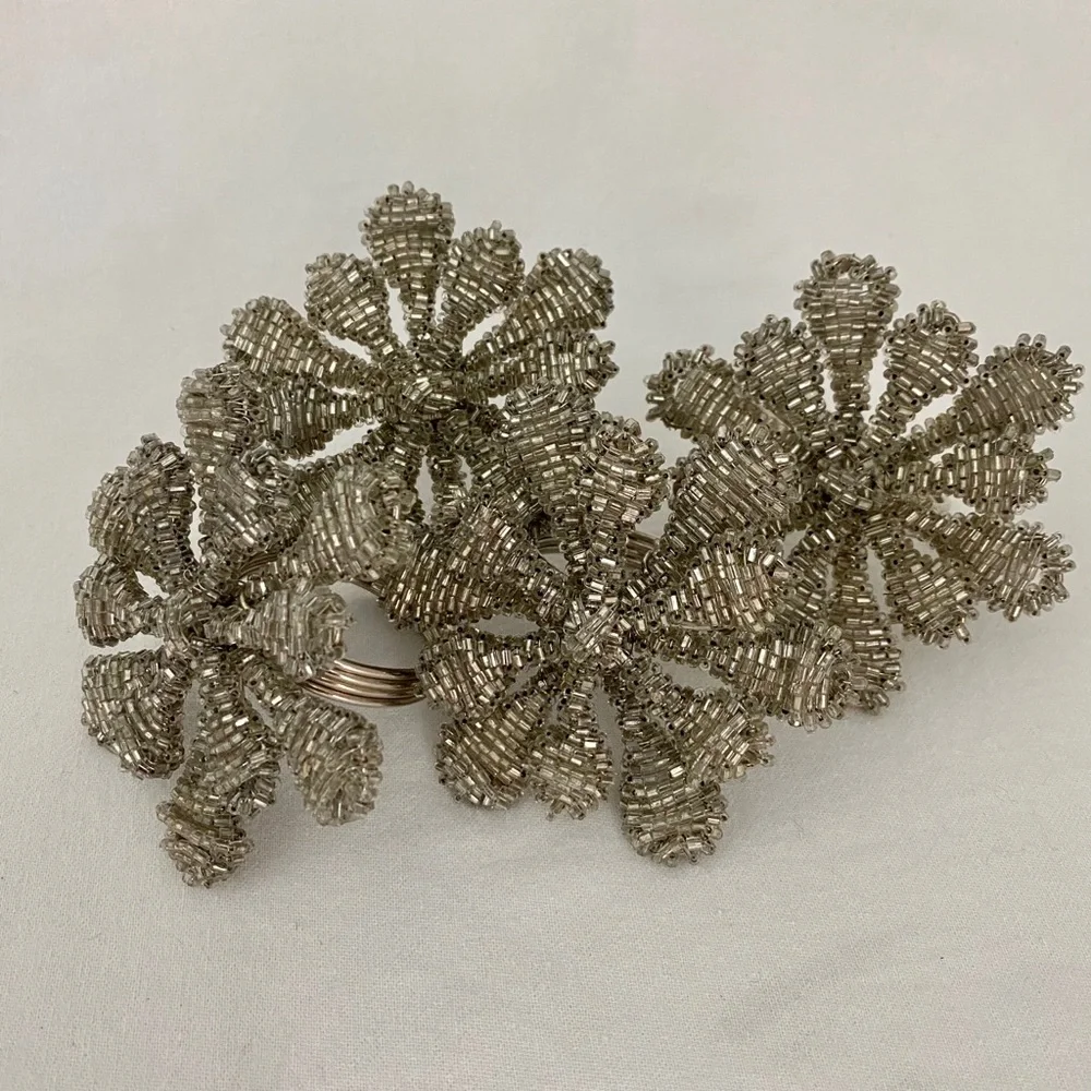 Crate & Barrel Snowflake Napkin Rings ~4